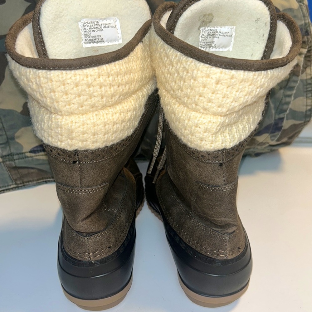 MAGELLAN🥾OUTDOORS Mid Sweater Duck Boots BROWN & CREAM Women’s Size 7 - Picture 7 of 13
